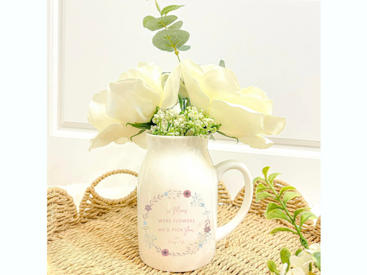 Personalised Ceramic Jug Vase - Floral Border